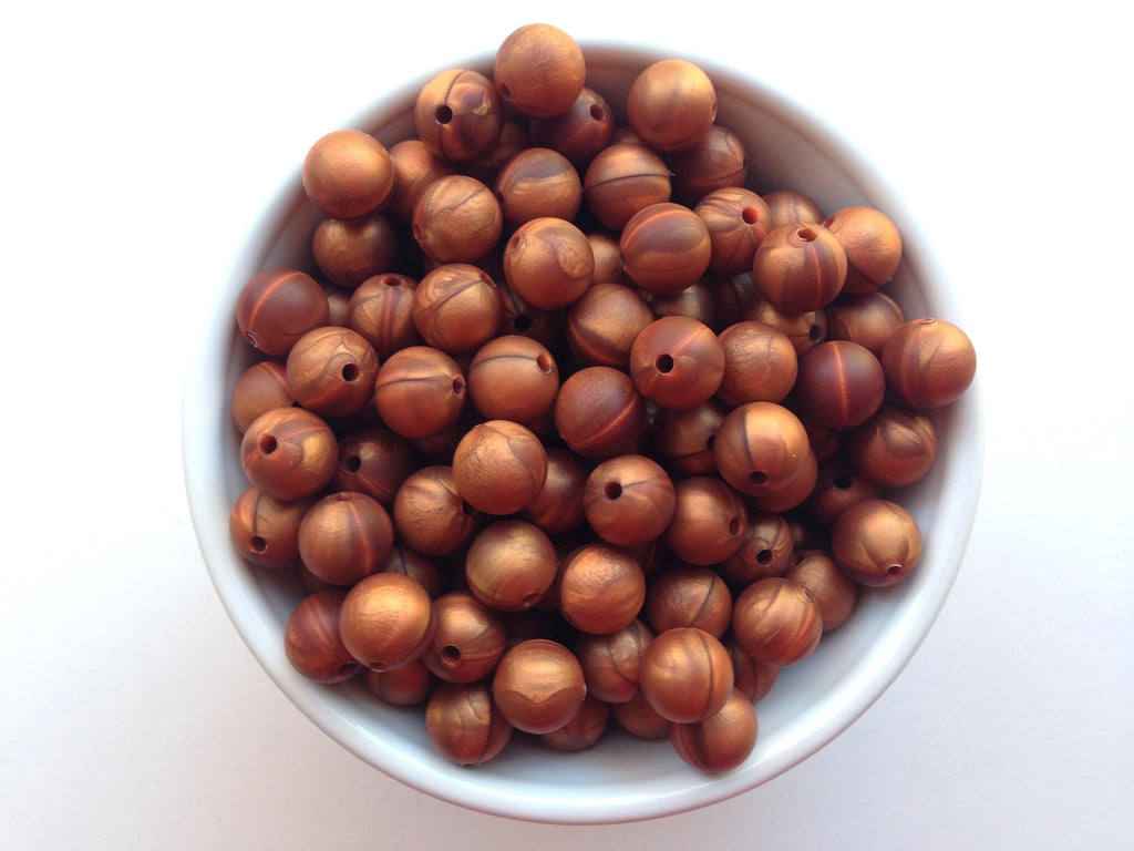 12mm Metallic Copper Silicone Beads