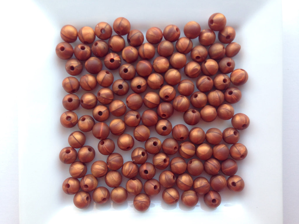 9mm Metallic Copper Silicone Beads