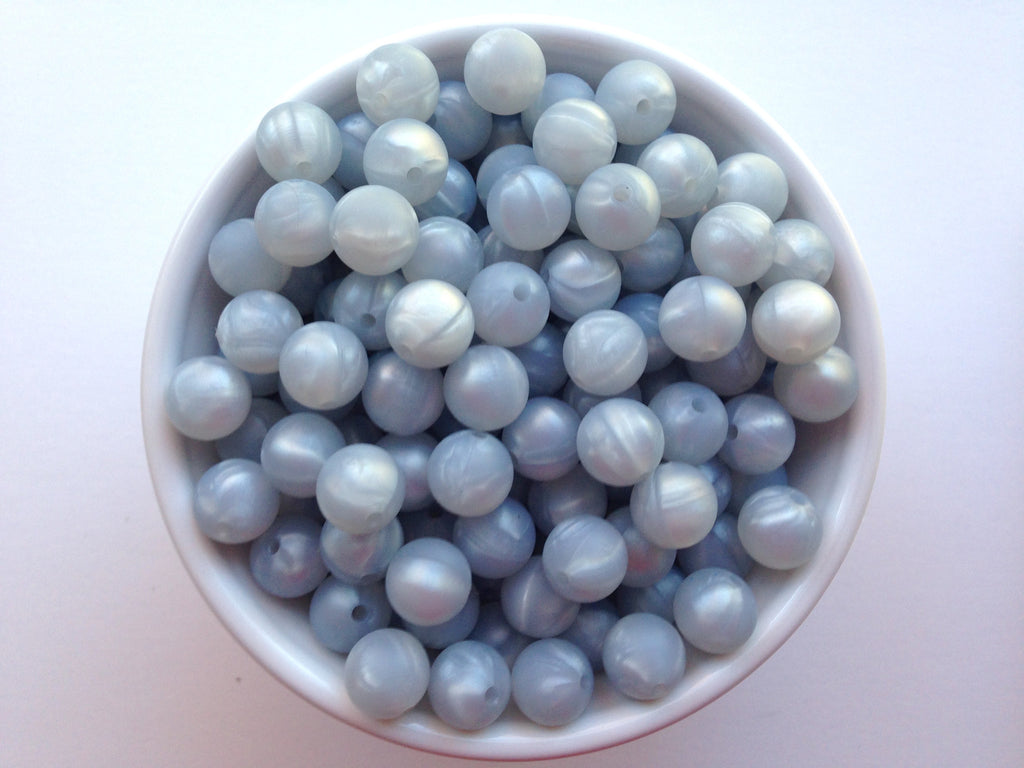 12mm Metallic Light Gray Silicone Beads