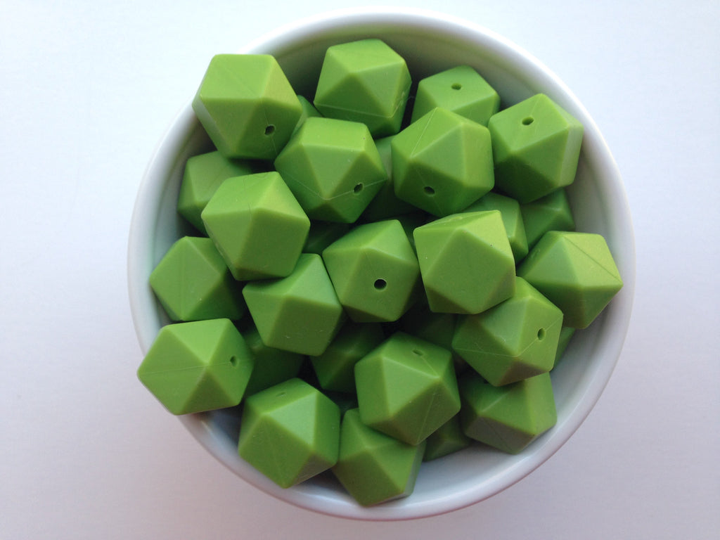 Olive Green Hexagon Silicone Beads