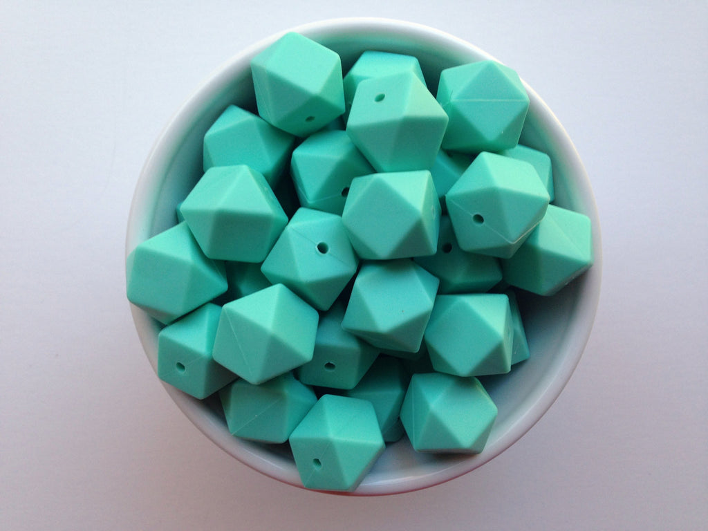 Light Turquoise Hexagon Silicone Beads
