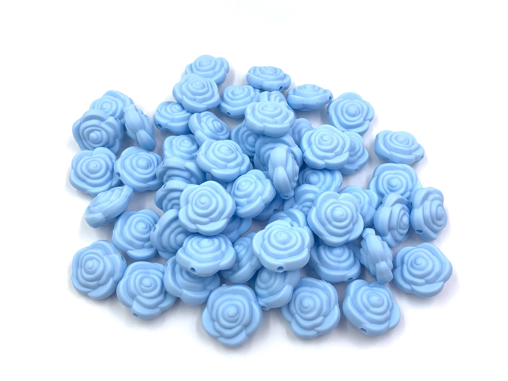 SALE--Baby Blue Mini Silicone Rose Flower Beads