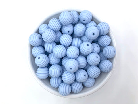 15mm Baby Blue Silicone Beehive Beads