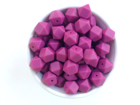14mm French Plum Mini Hexagon Silicone Beads