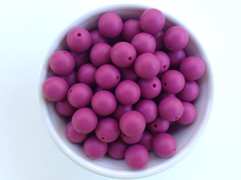 15mm French Plum Silicone Beads