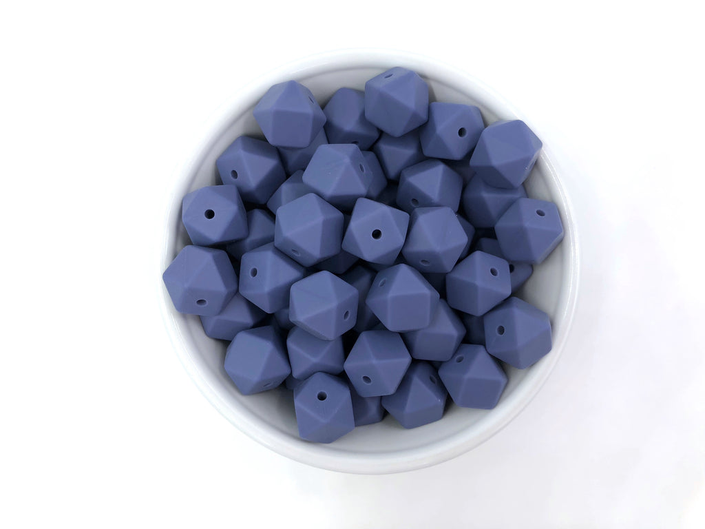 14mm Denim Mini Hexagon Silicone Beads