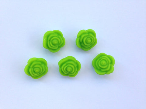 Green Mini Silicone Rose Flower Beads