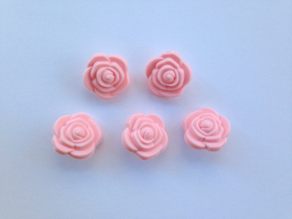 Pink Quartz Mini Silicone Rose Flower Beads