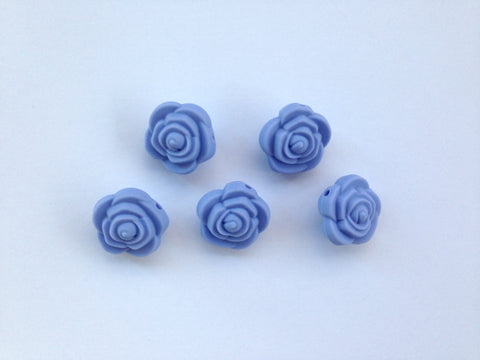 Tranquility Blue Mini Silicone Rose Flower Beads