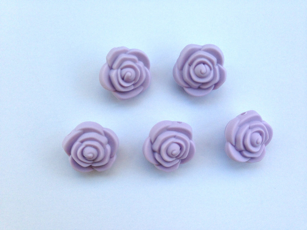 Lavender Mist Mini Silicone Rose Flower Beads