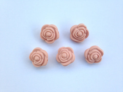 Peach Sorbet Mini Silicone Rose Flower Beads