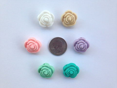 Light Gray Mini Silicone Rose Flower Beads – USA Silicone Bead Supply ...