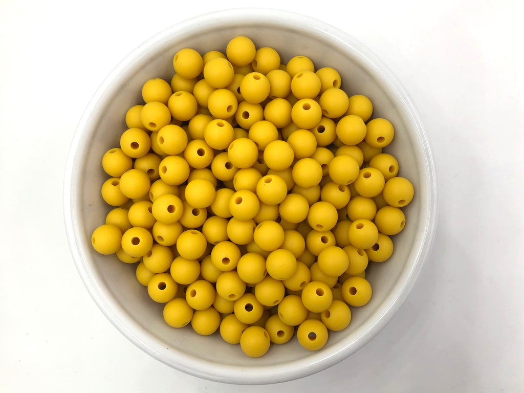 9mm Sunflower Yellow Silicone Beads