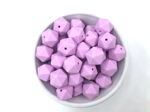 17mm Sweet Lilac ICOSAHEDRON Silicone Beads