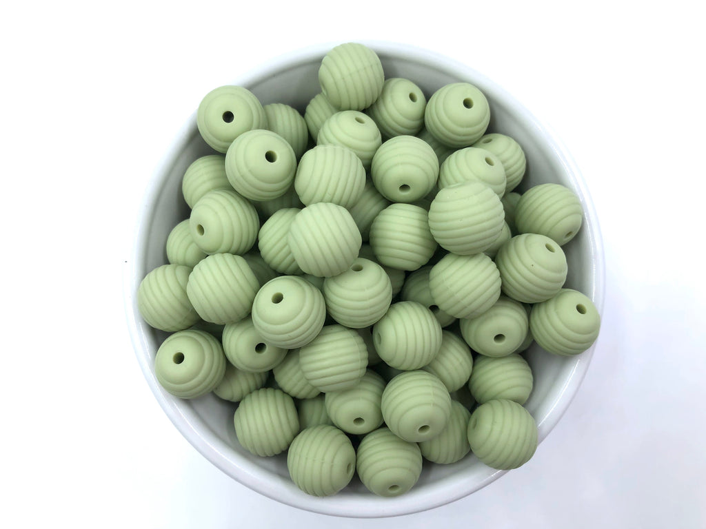 15mm Sage Silicone Beehive Beads
