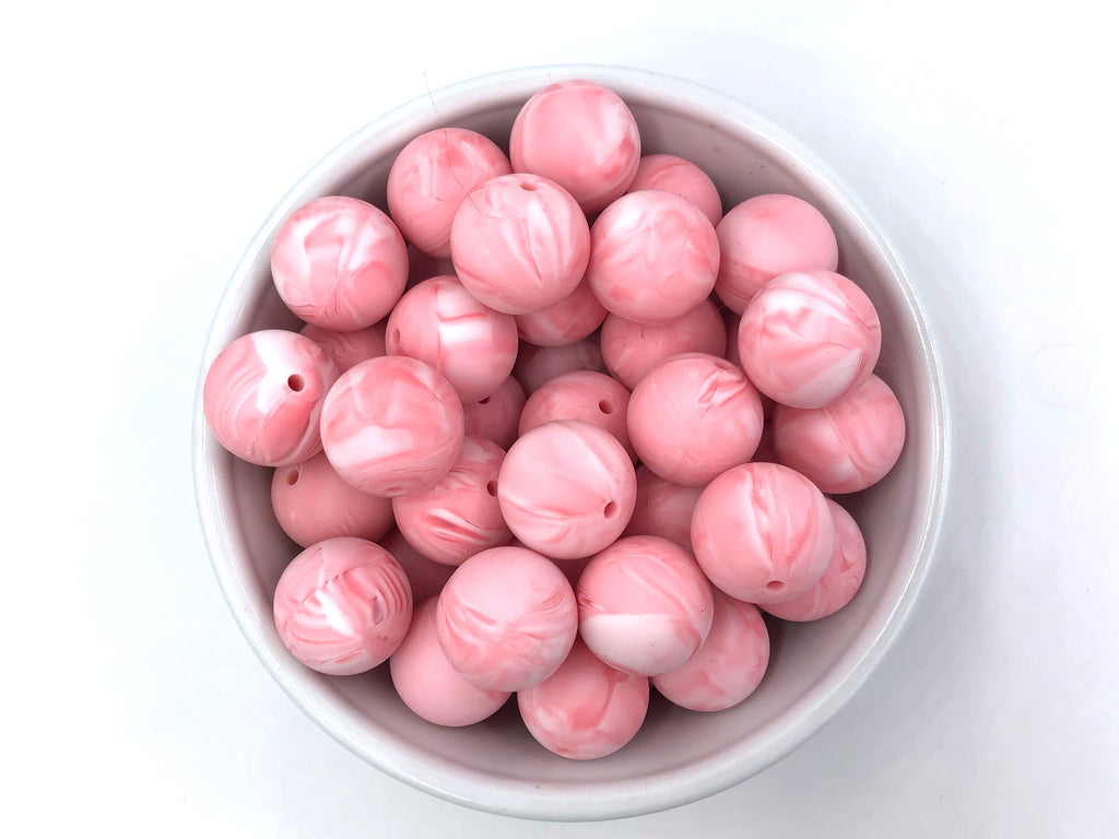 19mm Marble Strawberry Ice Silicone Beads