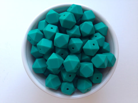 14mm Emerald Mini Hexagon Silicone Beads
