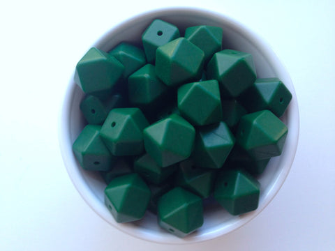 Forest Green Hexagon Silicone Beads