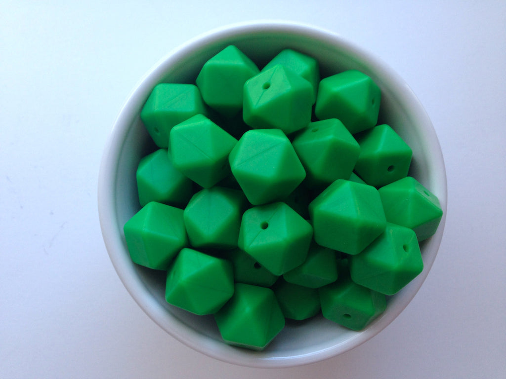 Kelly Green Hexagon Silicone Beads