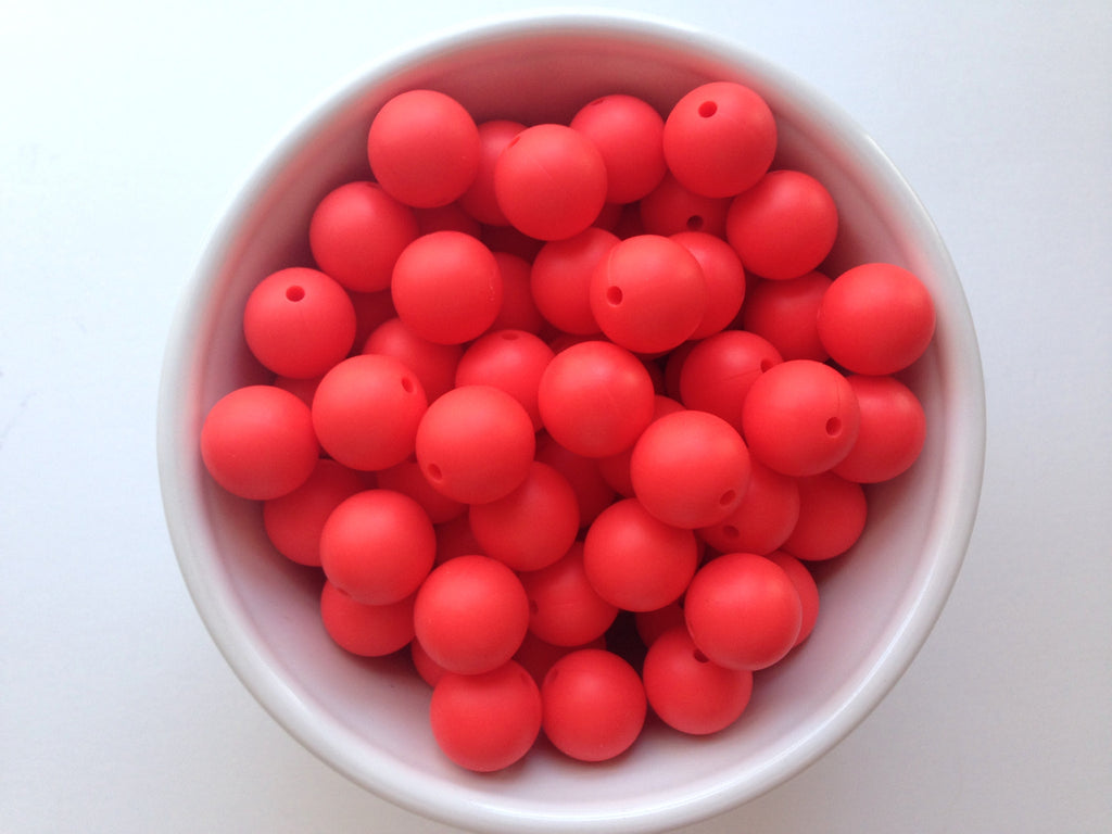 15mm Coral Red Silicone Beads