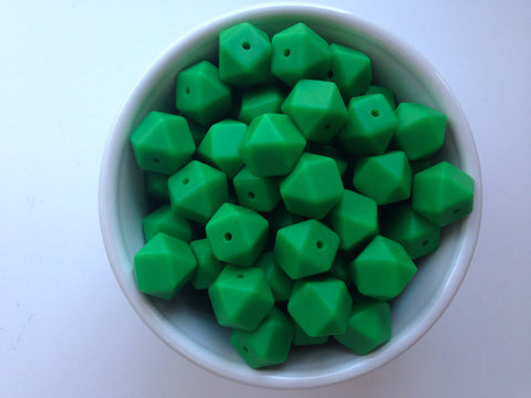 14mm Kelly Green Mini Hexagon Silicone Beads