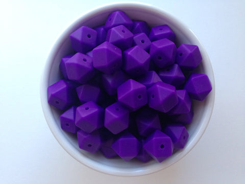14mm Purple Passion Mini Hexagon Silicone Beads