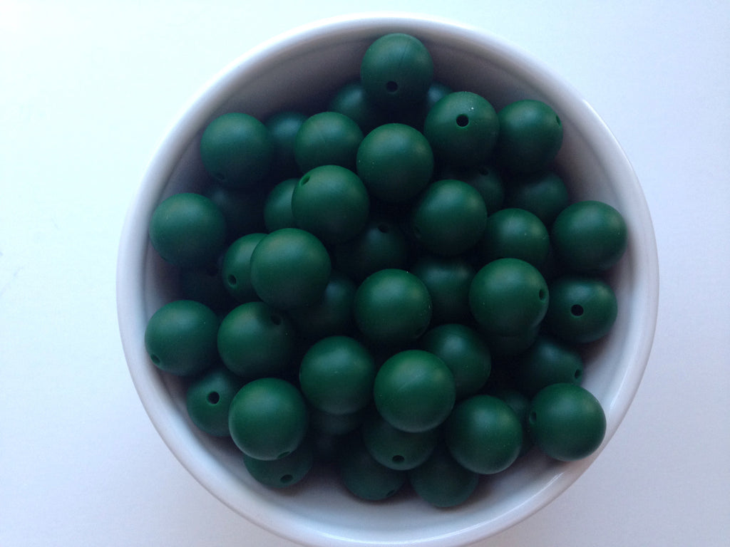 15mm Forest Green Silicone Beads