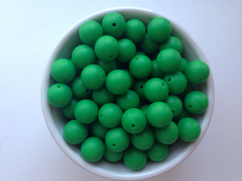 15mm Kelly Green Silicone Beads