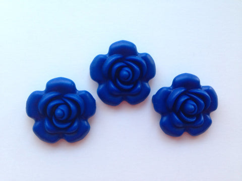 40mm Royal Blue Silicone Flower Bead