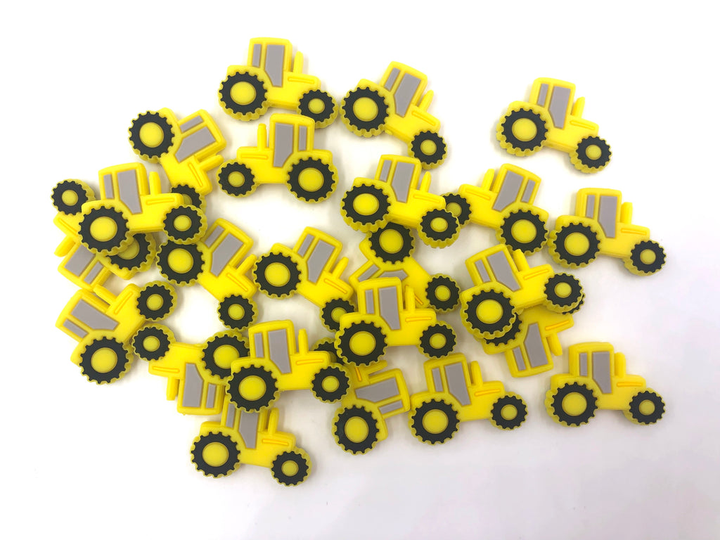 Yellow Tractor Shaped Silicone Beads