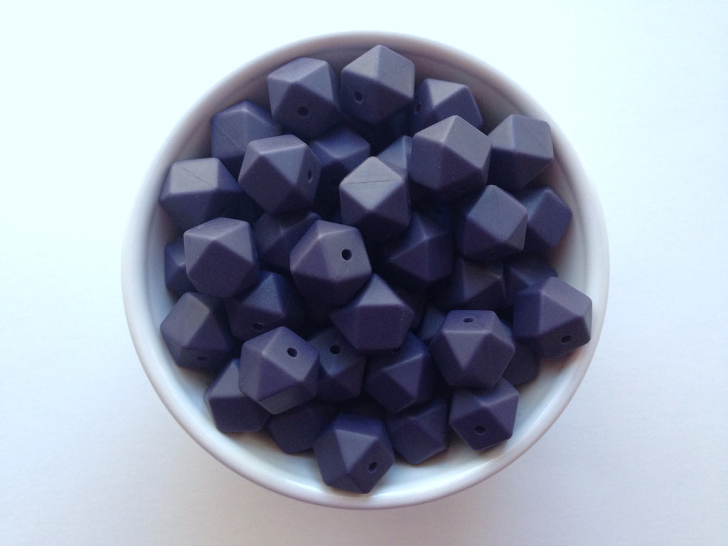 14mm Midnight Purple Mini Hexagon Silicone Beads