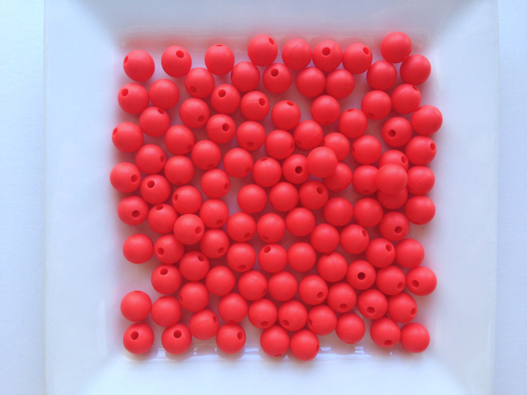 9mm Coral Red Silicone Beads