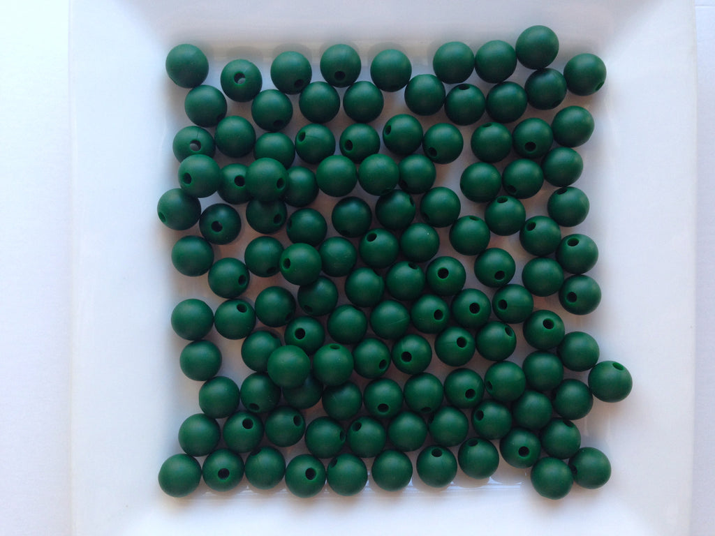 9mm Forest Green Silicone Beads