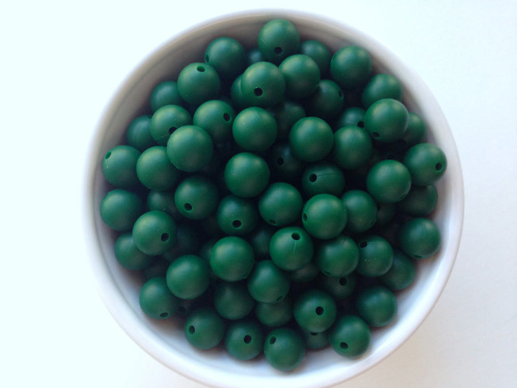 12mm Forest Green Silicone Beads