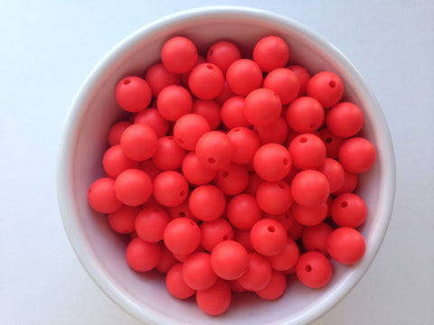 12mm Coral Red Silicone Beads