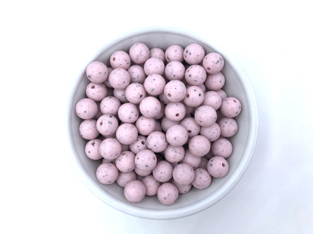 12mm Pink Speckled Silicone Beads