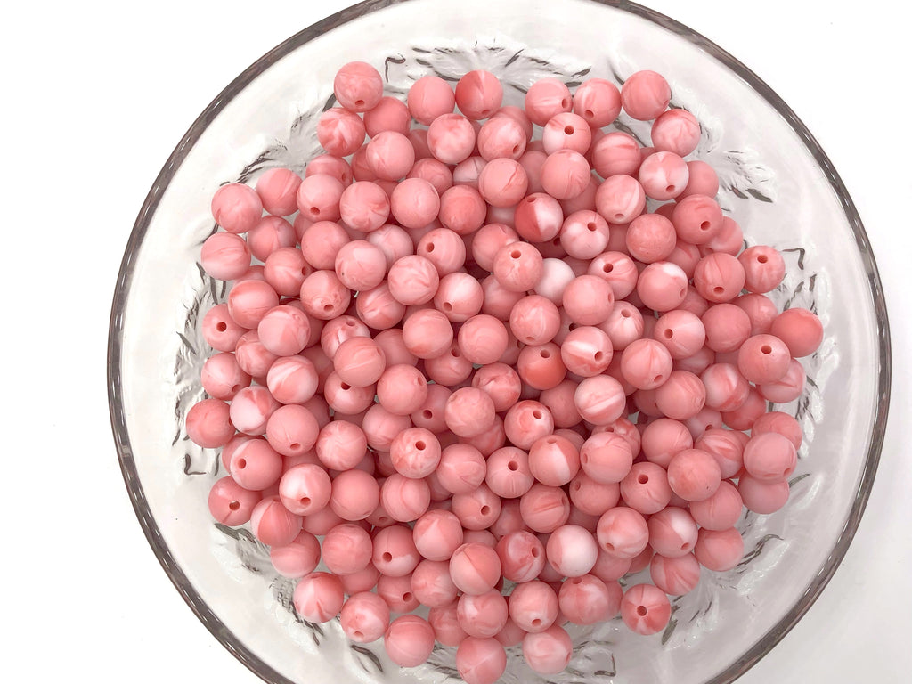 9mm Marble Strawberry Ice Silicone Beads