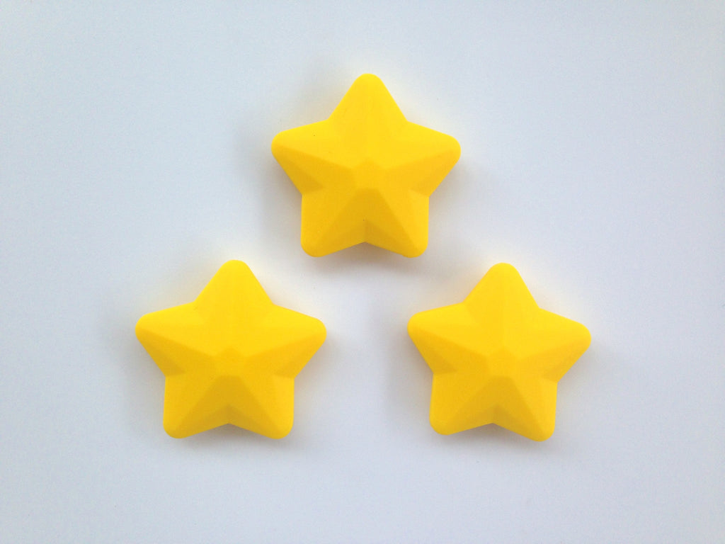 Yellow Faceted Star Silicone Bead