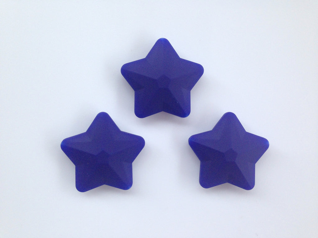 Navy Faceted Star Silicone Bead