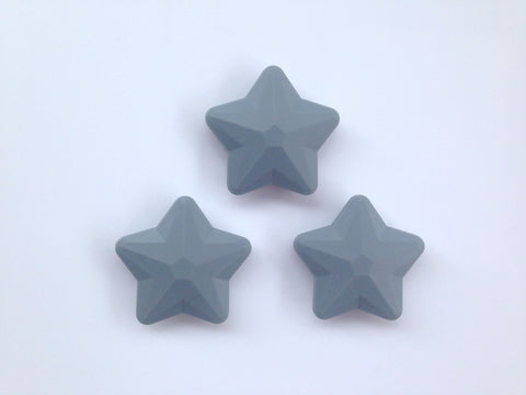 Gray Faceted Star Silicone Bead