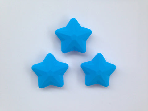 Sky Blue Faceted Star Silicone Bead