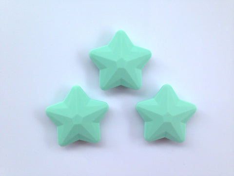 Mint Faceted Star Silicone Bead
