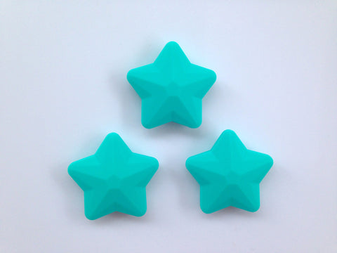 Turquoise Faceted Star Silicone Bead