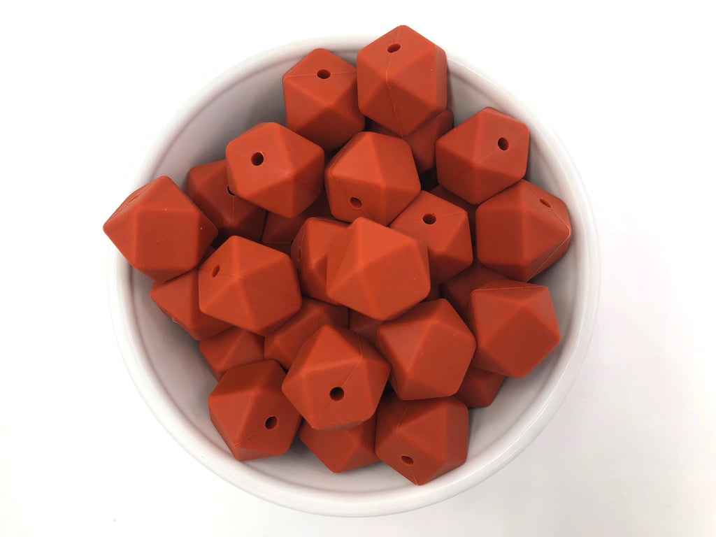 Rust Hexagon Silicone Beads