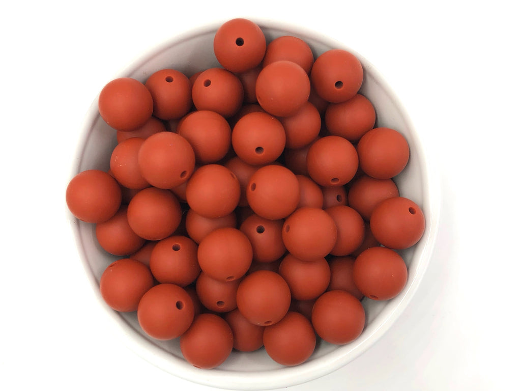15mm Rust Silicone Beads