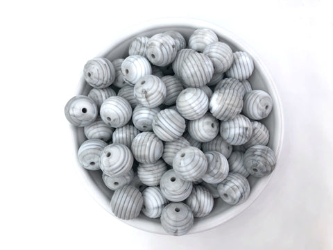 15mm Marble Silicone Beehive Beads