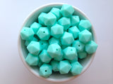 14mm Aqua Mini Icosahedron Silicone Beads