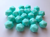 14mm Aqua Mini Icosahedron Silicone Beads