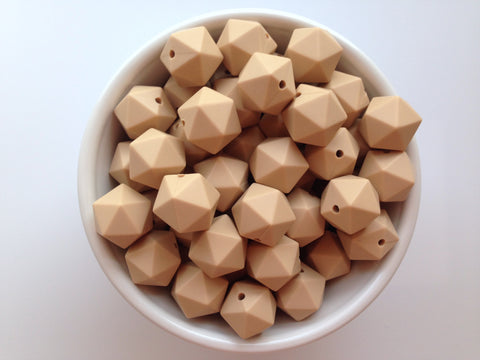 14mm Oatmeal Mini Icosahedron Silicone Beads