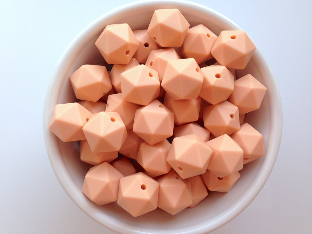14mm Peach Mini Icosahedron Silicone Beads